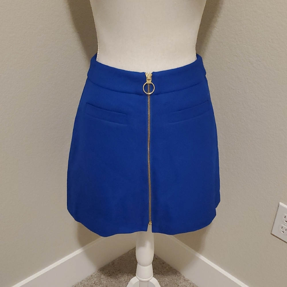Express Royal Blue Mini Skirt with Front Zipper